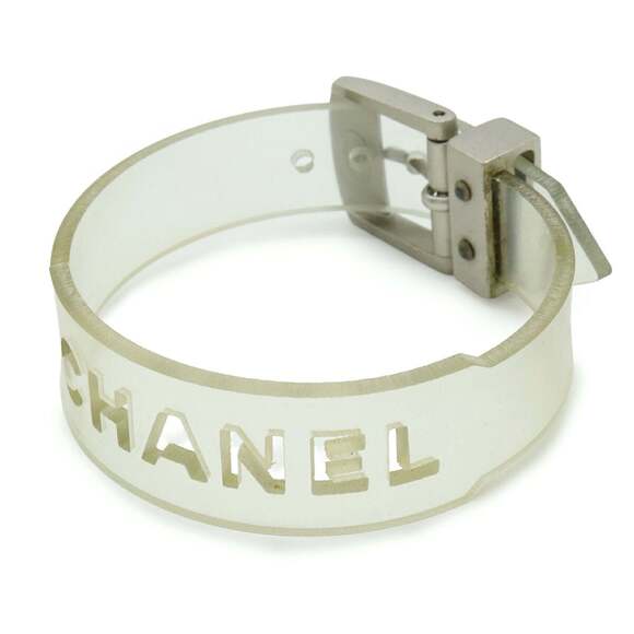 CHANEL Rubber Bracelet Band Clear 99 S